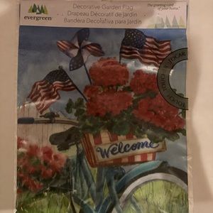 Patriotic Bicycle Flags 14S4874 Evergreen Welcome Garden Flag 12.5" x 18"